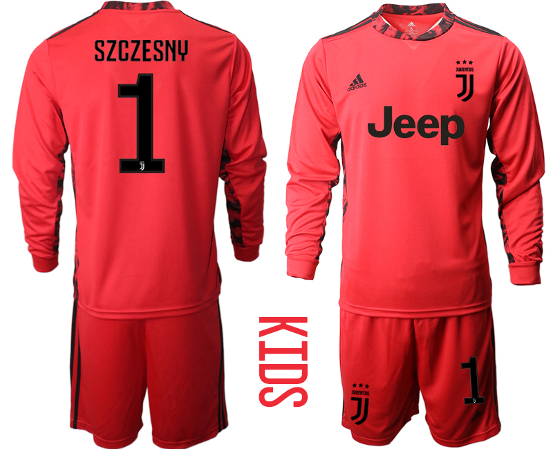 Youth 2020-2021 club Juventus red long sleeved Goalkeeper #1 Soccer Jerseys